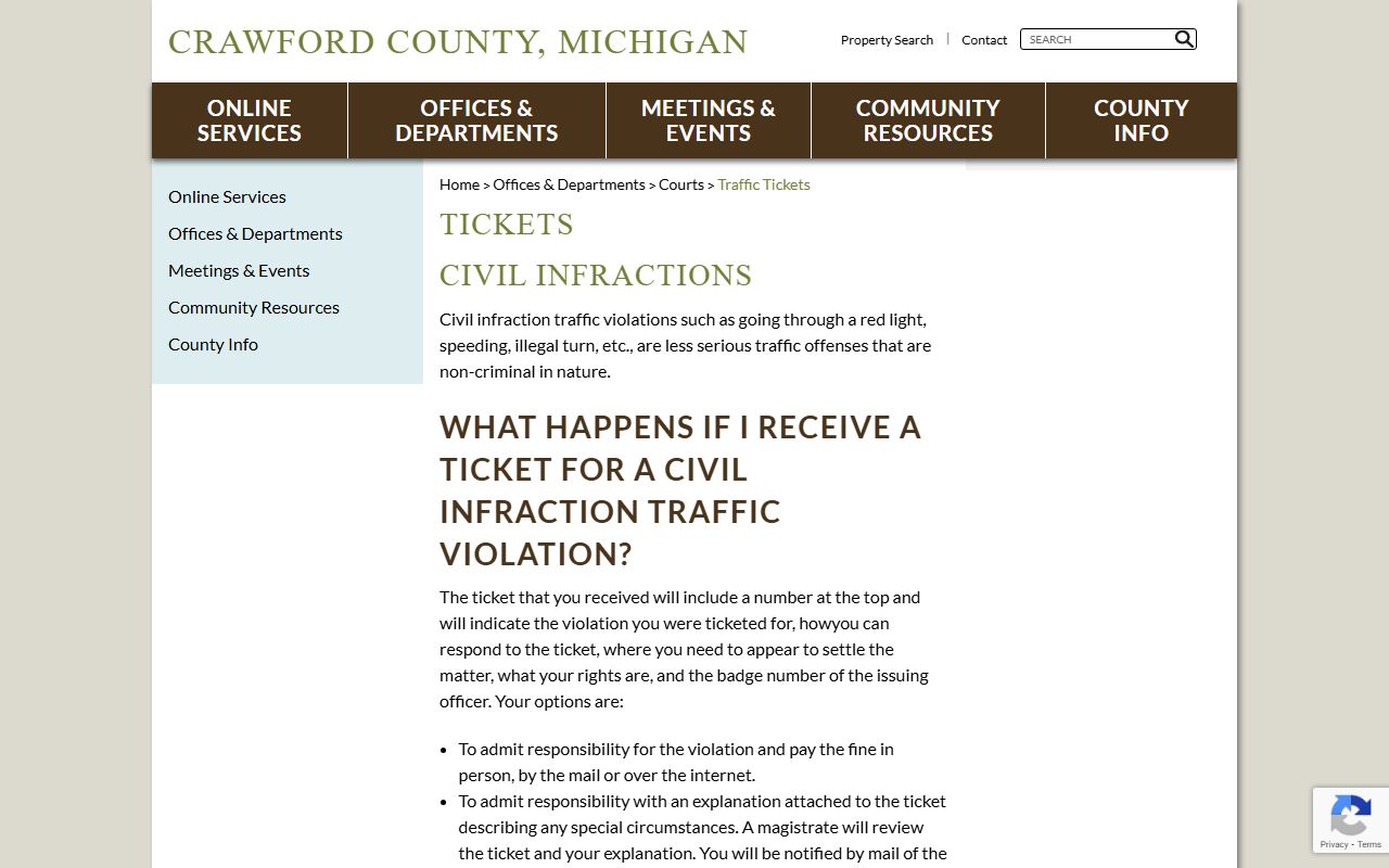 Crawford County traffic tickets page for Crawford County traffic court records
