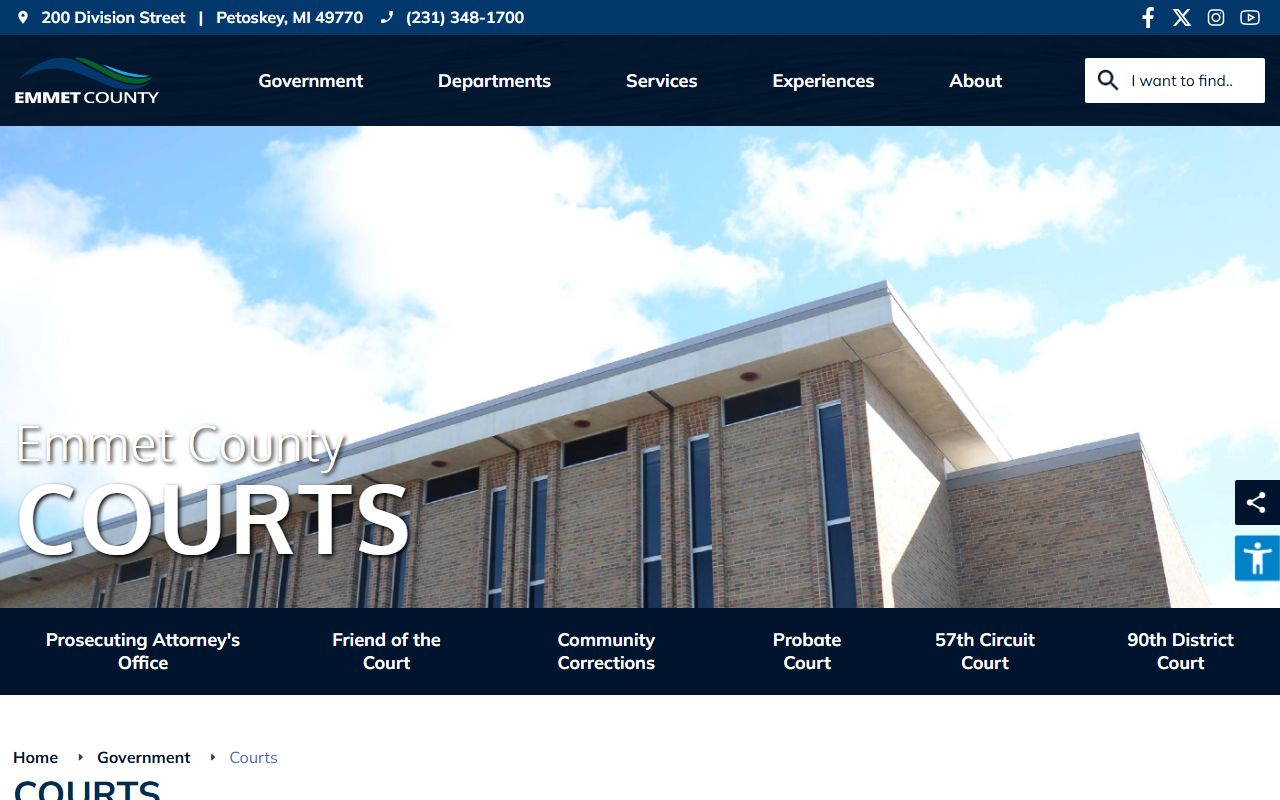 Emmet County courts page for Emmet County traffic court records