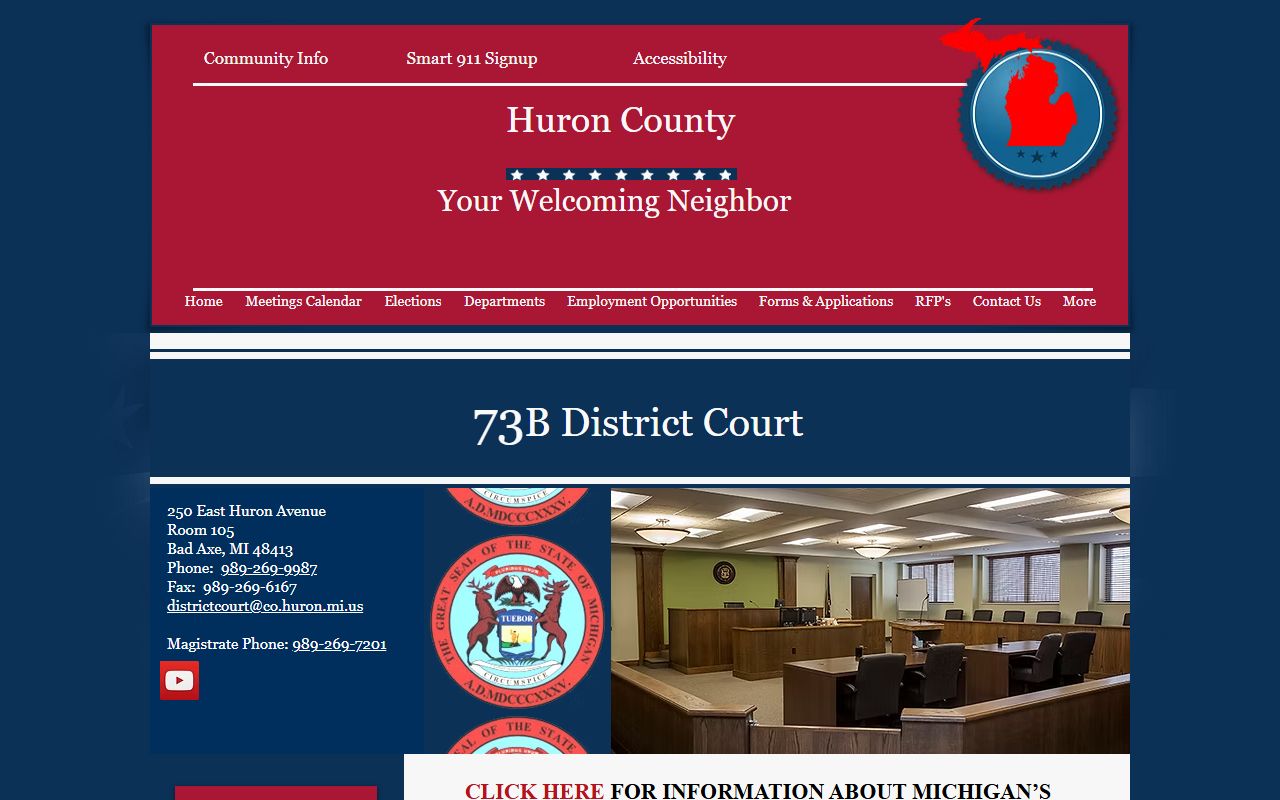 73B District Court page on Huron County website for traffic records