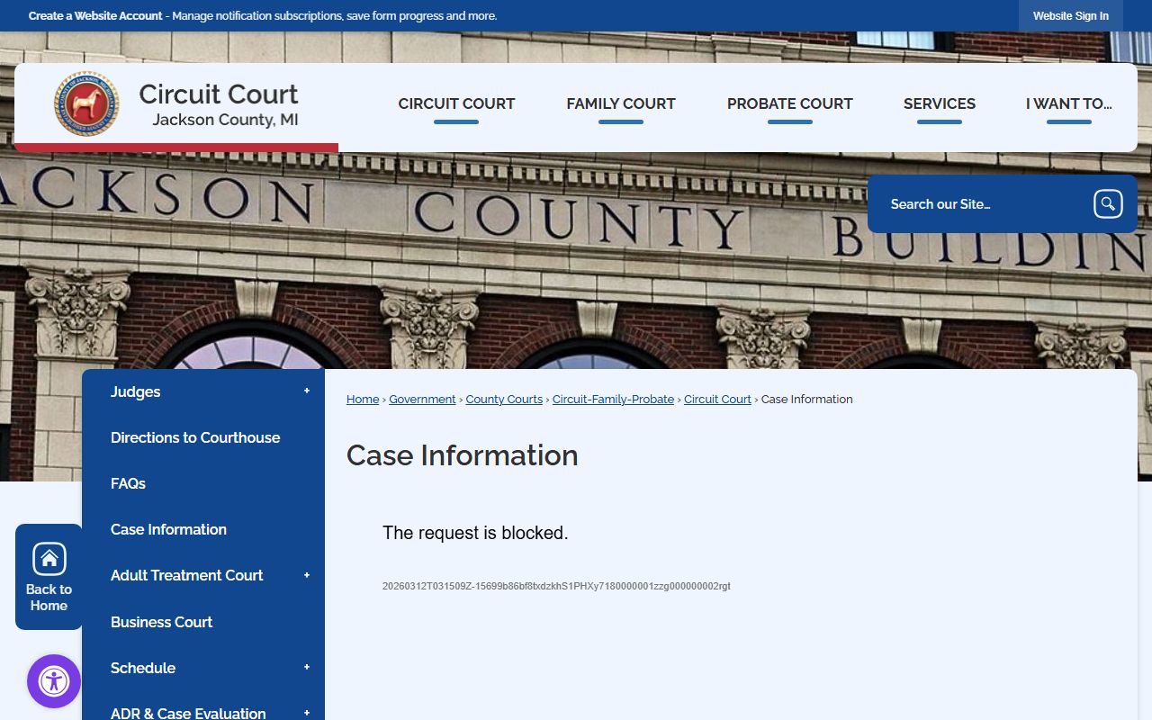 Jackson County case information portal for traffic court records