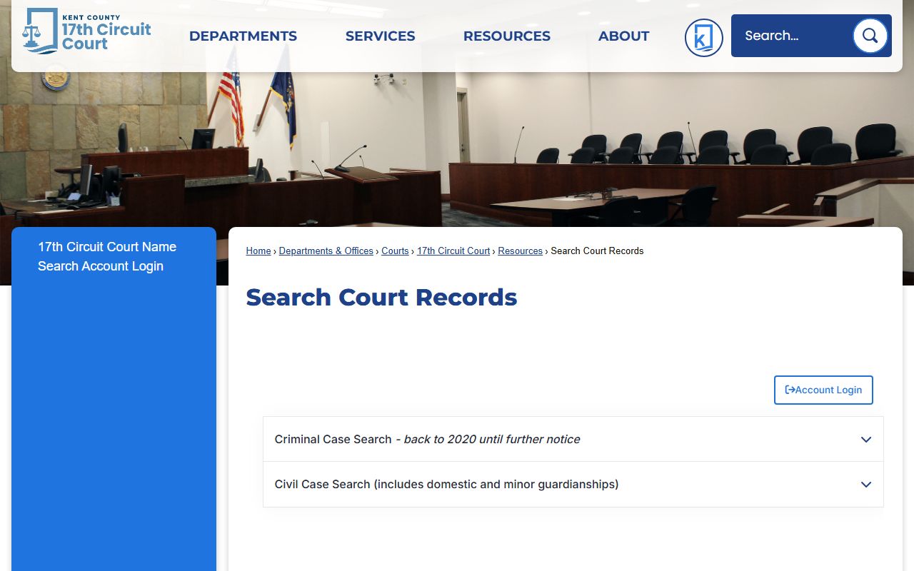 Kent County FullCourt portal for traffic court records