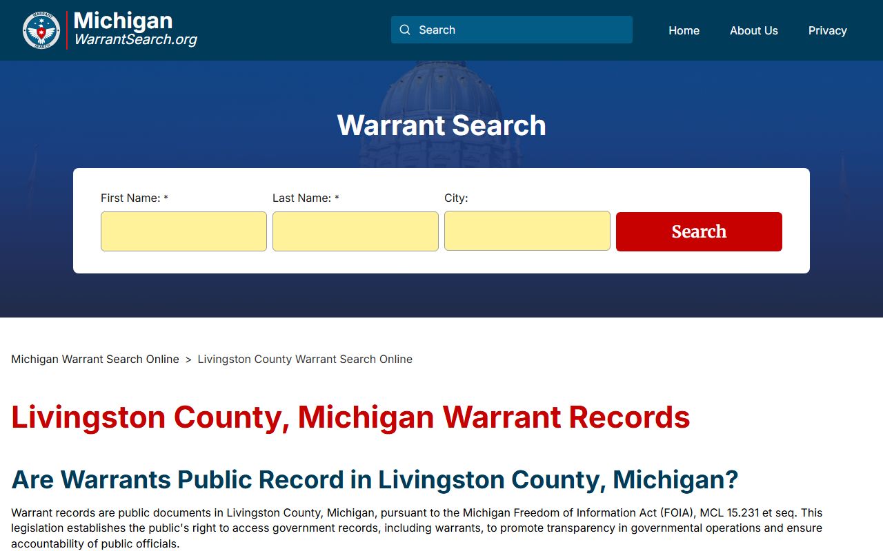 Livingston County warrant search for traffic court records