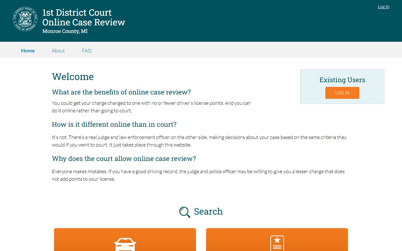 Monroe County Court Innovations payment portal for traffic court records