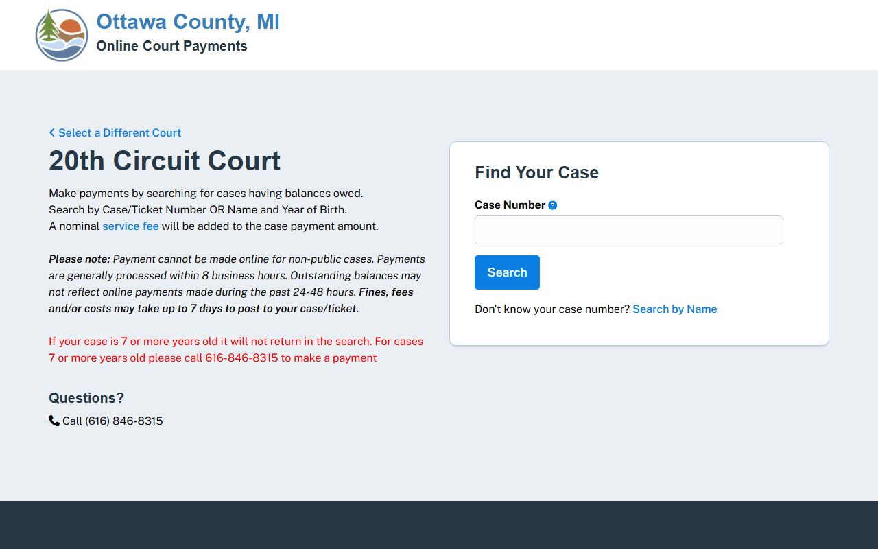 Ottawa County court payment portal for Ottawa County traffic fines