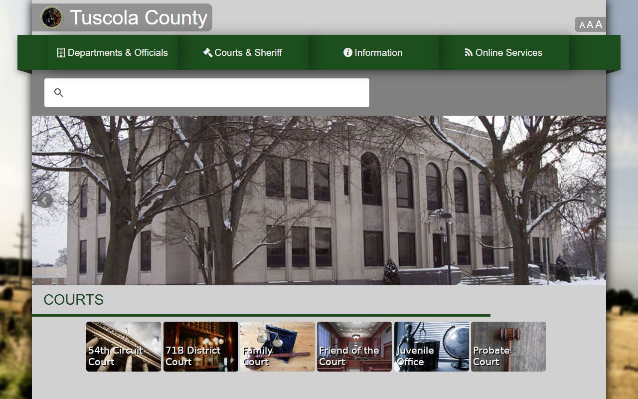 Tuscola County courts page for Tuscola County traffic court records