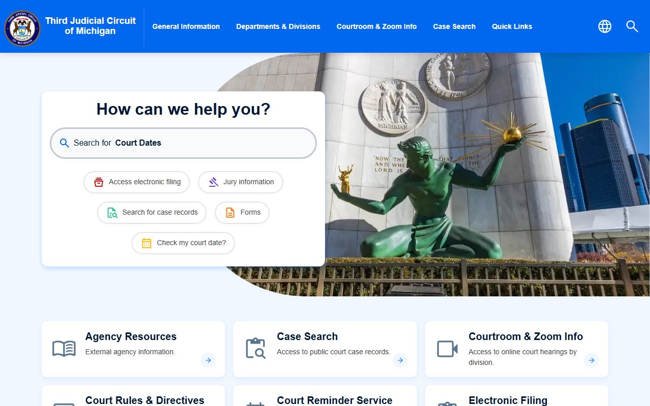 Wayne County 3rd Circuit Court website for traffic court records