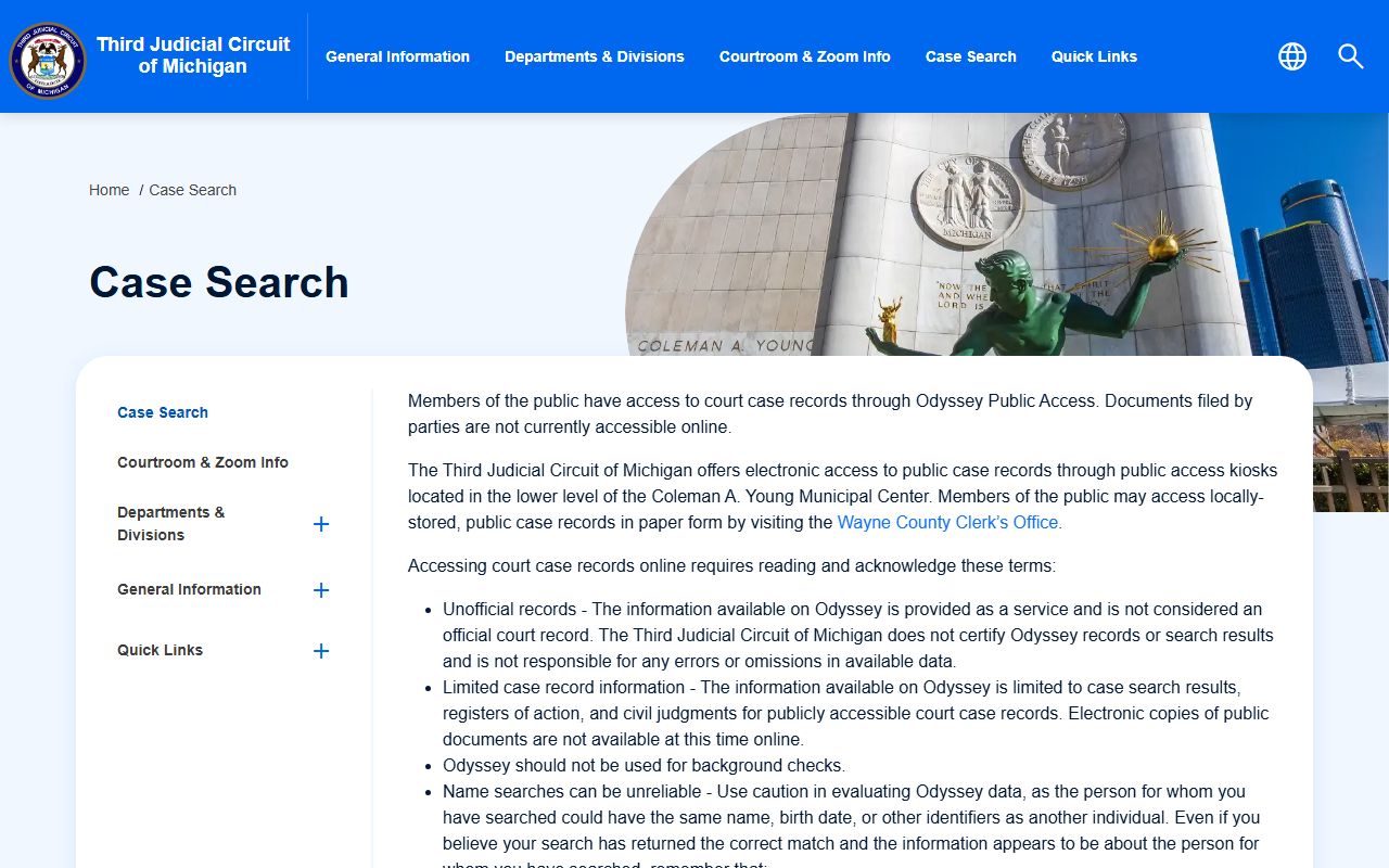 Wayne County case search portal for traffic records