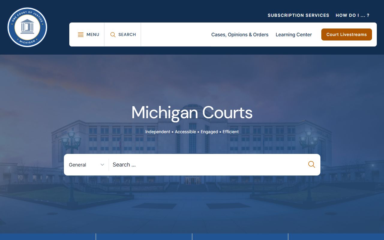 Michigan Courts official website for traffic court records